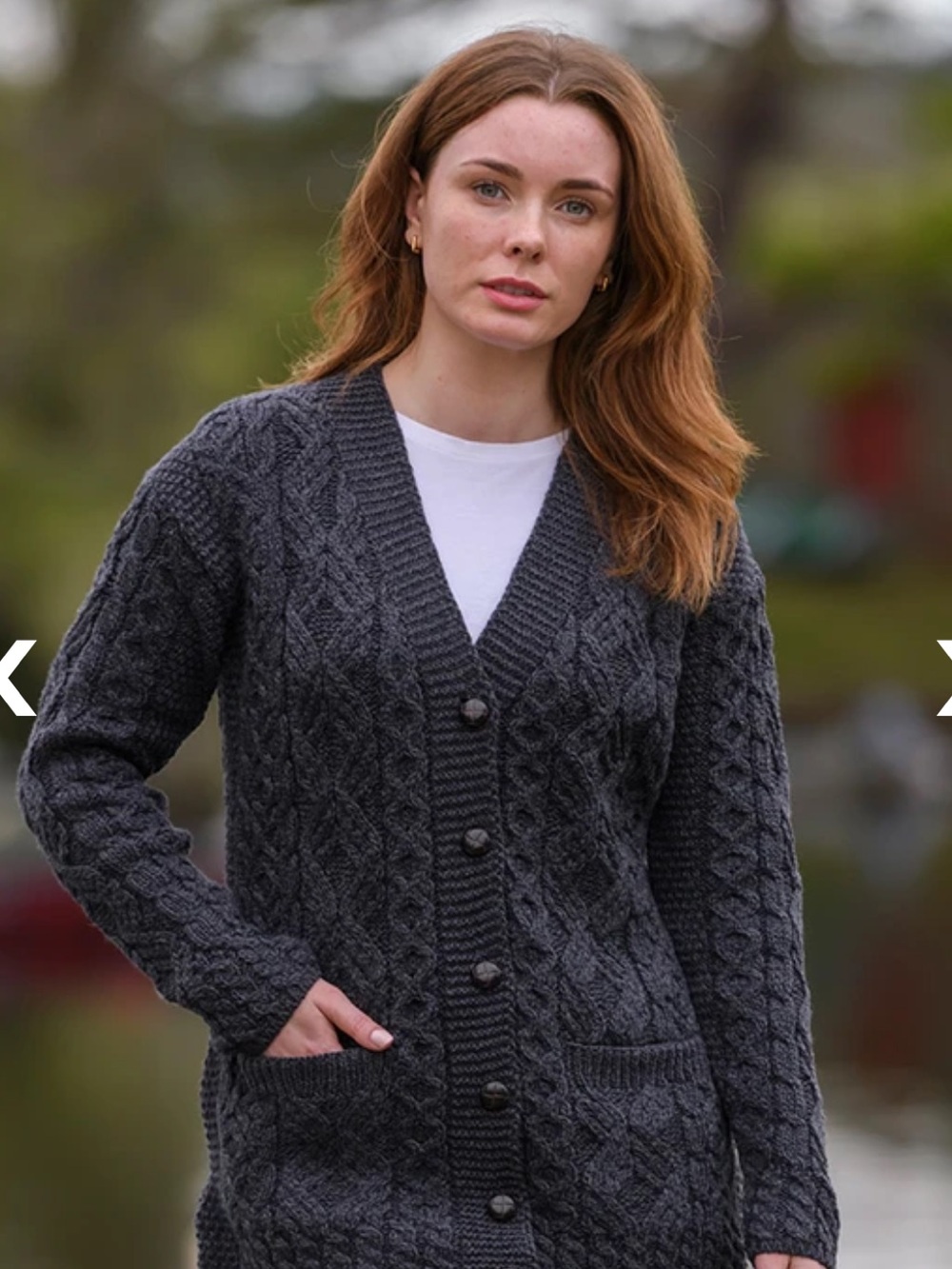 Aran Crafts Irish Wool Cable-Knit Button Cardigan